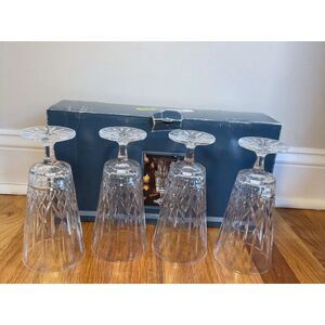 Set of 4 Crystal Beverage Glasses Shannon Crystal Caitlin Collection 14oz  7.75"